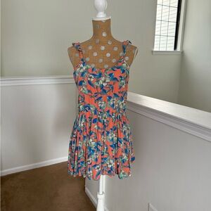 Orange and Blue Floral Dress